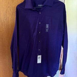 Van Heusen Flex Dress Shirt Men's 17.5 34/35 Maroon Regular Button Up L/S  NWT